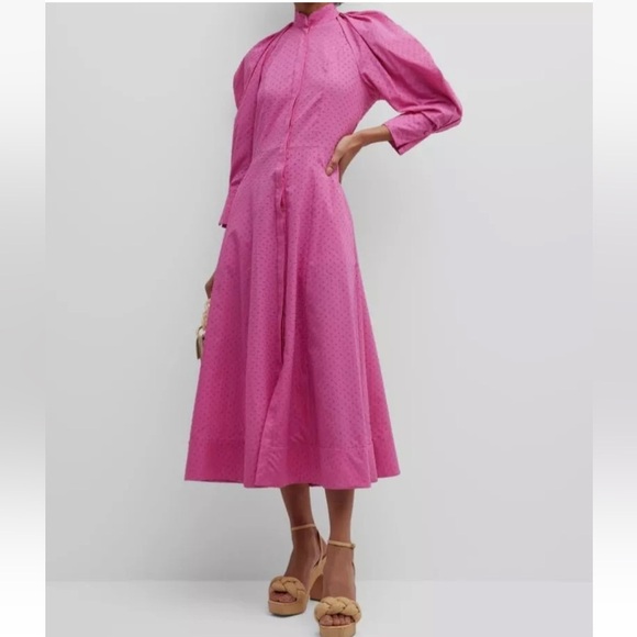 crida Dresses & Skirts - CRIDA | Milano Women's Pink Busseto Blouson-Sleeve Swiss Dot Dress Size 8
